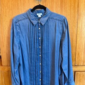 Sundance Blue Pleated Button-Down Blouse
